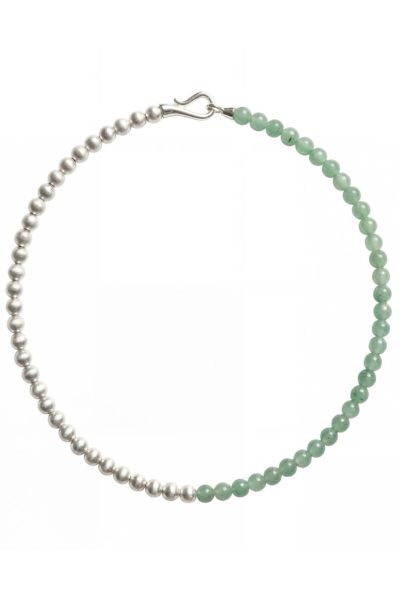 Duo Silver and Jade-Green Aventurine Beaded Necklace, Main, color, Green