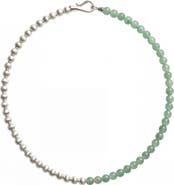 seree Duo Silver and Jade-Green Aventurine Beaded Necklace