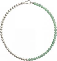 seree Duo Silver and Jade-Green Aventurine Beaded Necklace