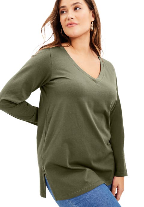 Long-Sleeve V-Neck One + Only Tunic (Plus Available)