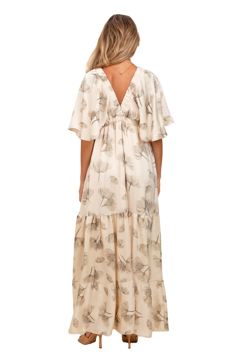 Floral Deep V-Neck Maxi Dress, Alternate, color, Cream