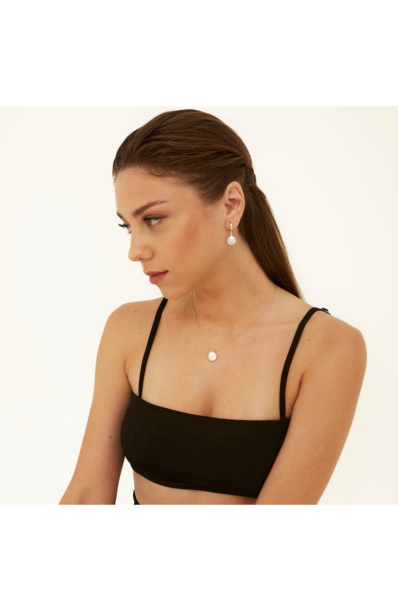 Spero London Baroque Flat Pearl Pendant Necklace Sterling Silver, Alternate, color, Gold