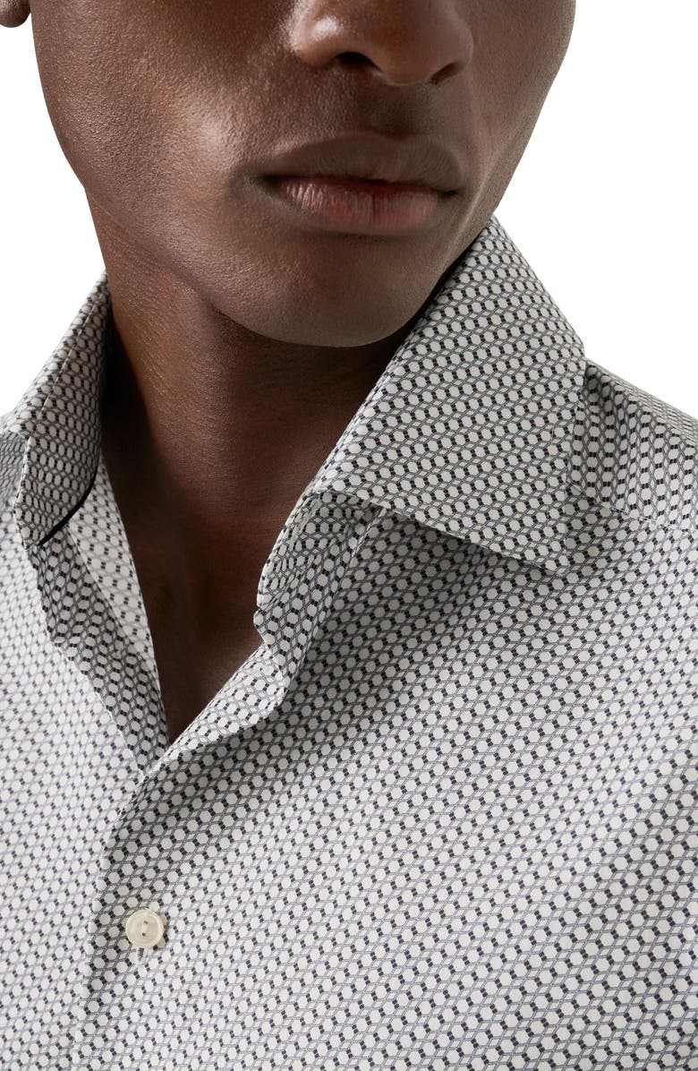 Eton Slim Fit Geometric Twill Button-Up Shirt, Alternate, color, Grey