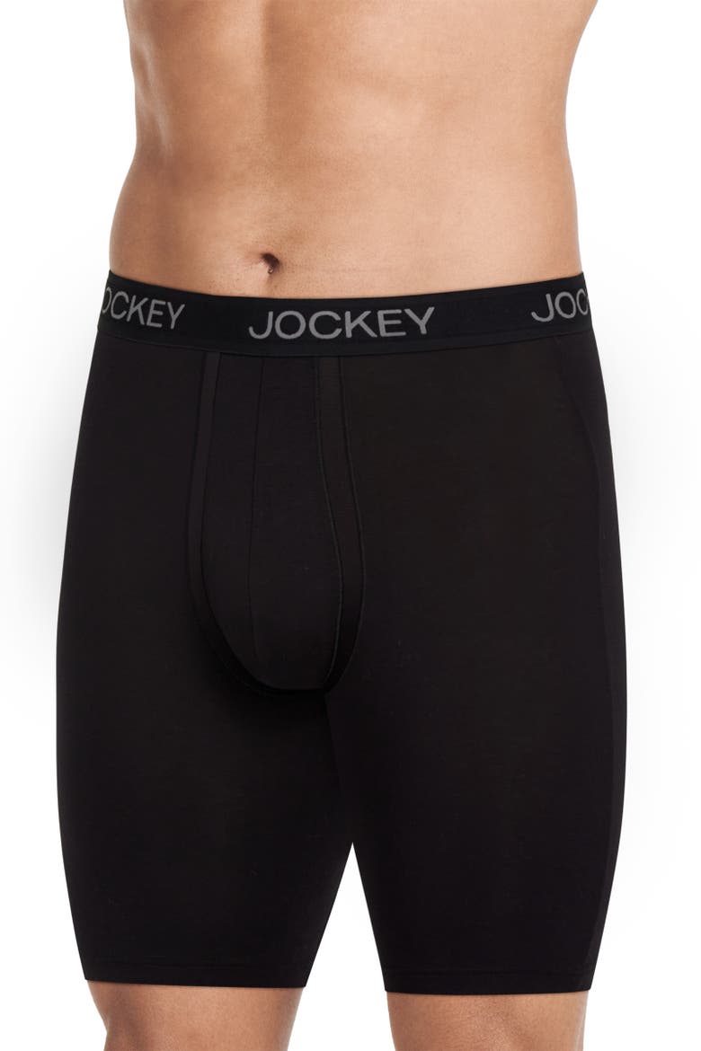Men's Chafe Proof Pouch Ultra Soft Modal 8.5" Long Leg Boxer Brief - 3 Pack, Alternate, color, Black