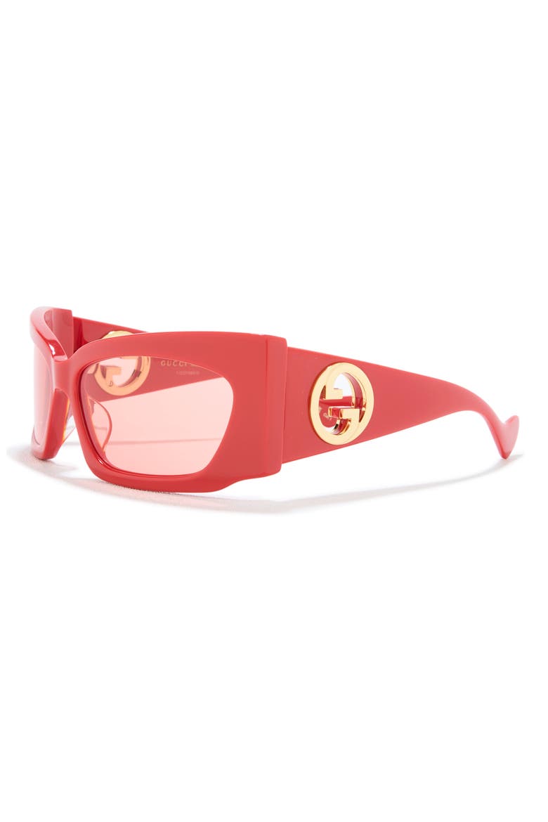 62mm Rectangular Sunglasses, Alternate, color, RED RED RED