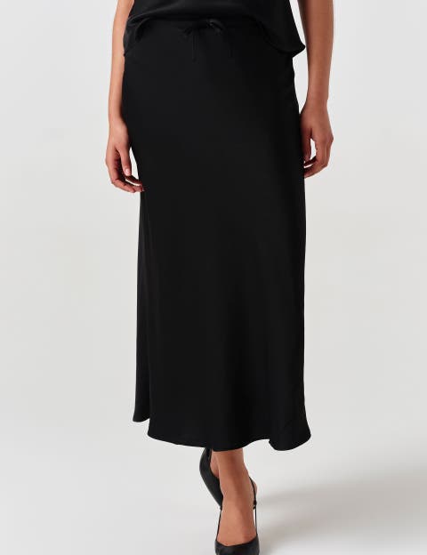 Dahlia Picot Trim Satin Midi Skirt