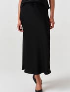 Ghost London Dahlia Picot Trim Satin Midi Skirt