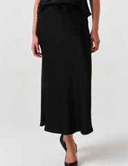 Ghost London Dahlia Picot Trim Satin Midi Skirt