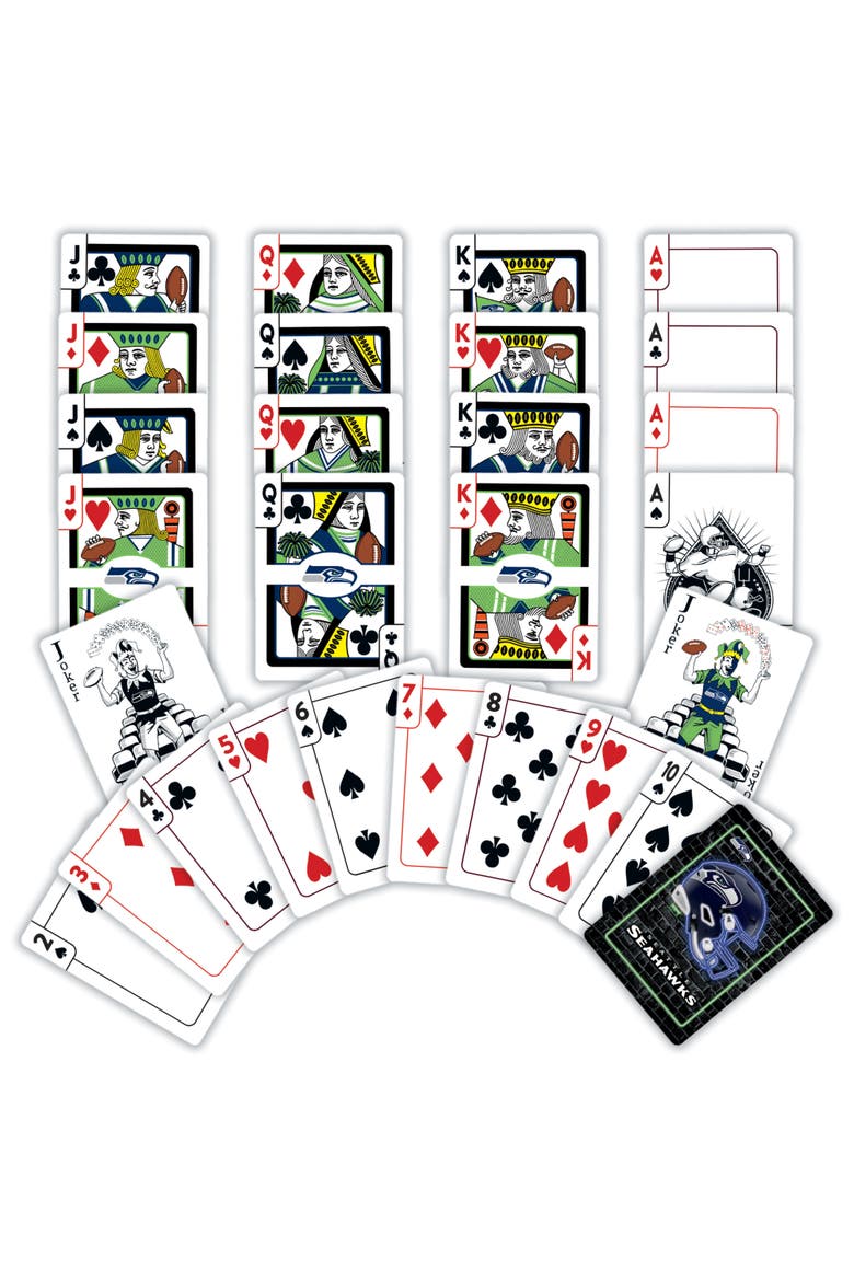 Seattle Seahawks Neon Playing Cards, Alternate, color, Multicolor