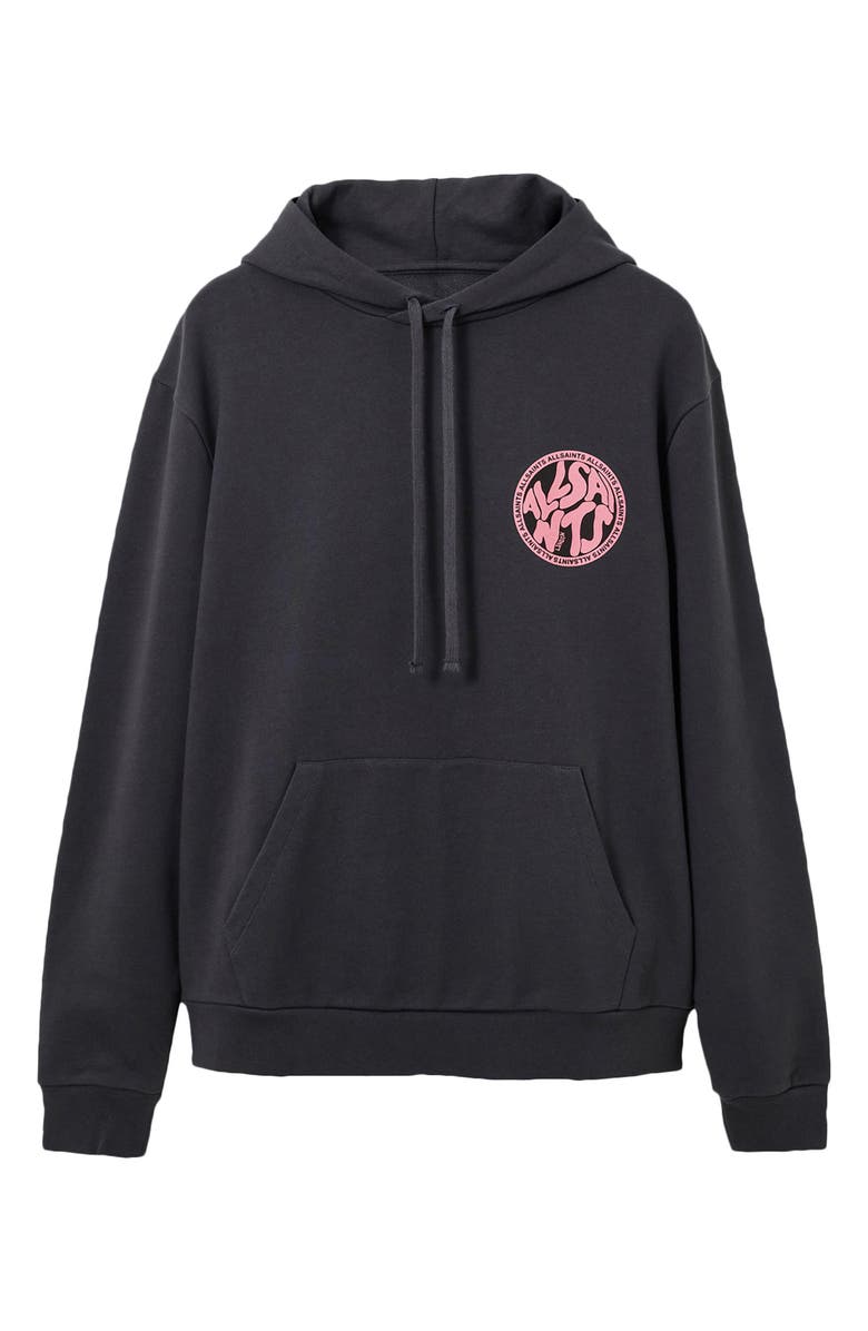 AllSaints Distortion OTH Hooded Pullover, Alternate, color, Washed Black/ Pink
