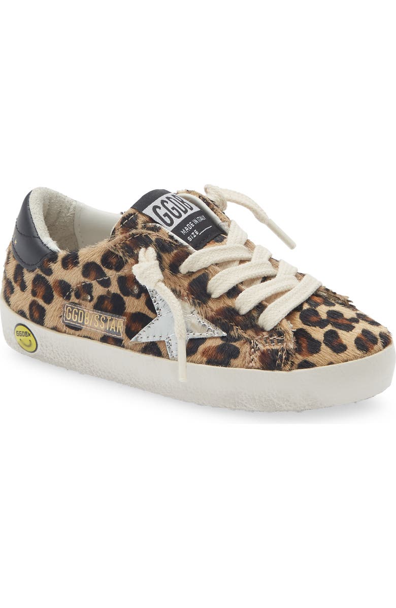 Golden Goose Kids' Super Star Genuine Calf Hair Sneaker, Main, color, Black Brown Leo/ Platinum