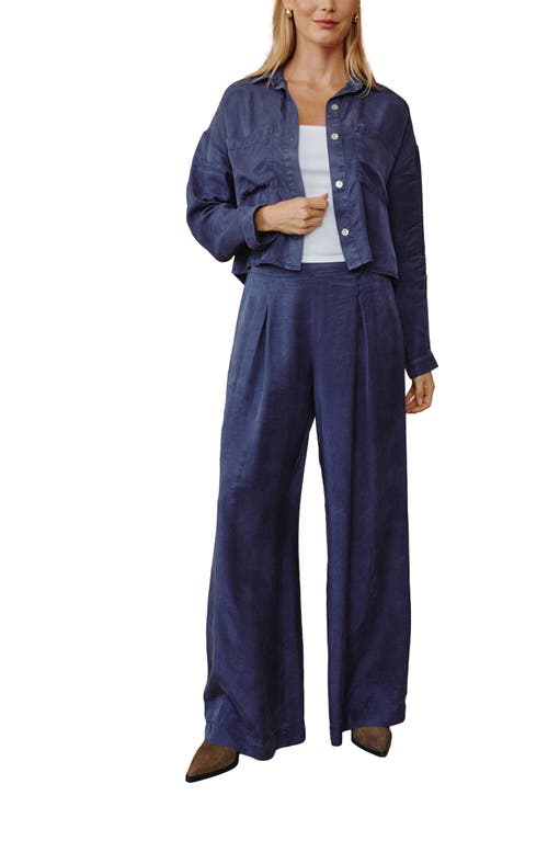 Bella Dahl Inverted Pleat Pull-on Wide Leg Pants In Blue