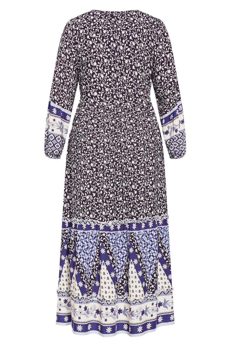 Faith Border Print Long Sleeve Maxi Dress, Alternate, color, BROWN PRINT