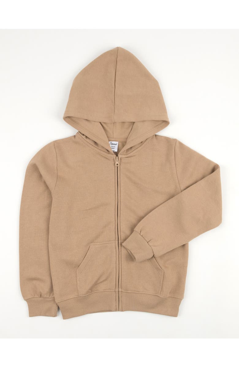 Leveret Kids Zip-Up Sweatshirt Hoodie, Cotton Blend, Solid Colors, Alternate, color, Beige