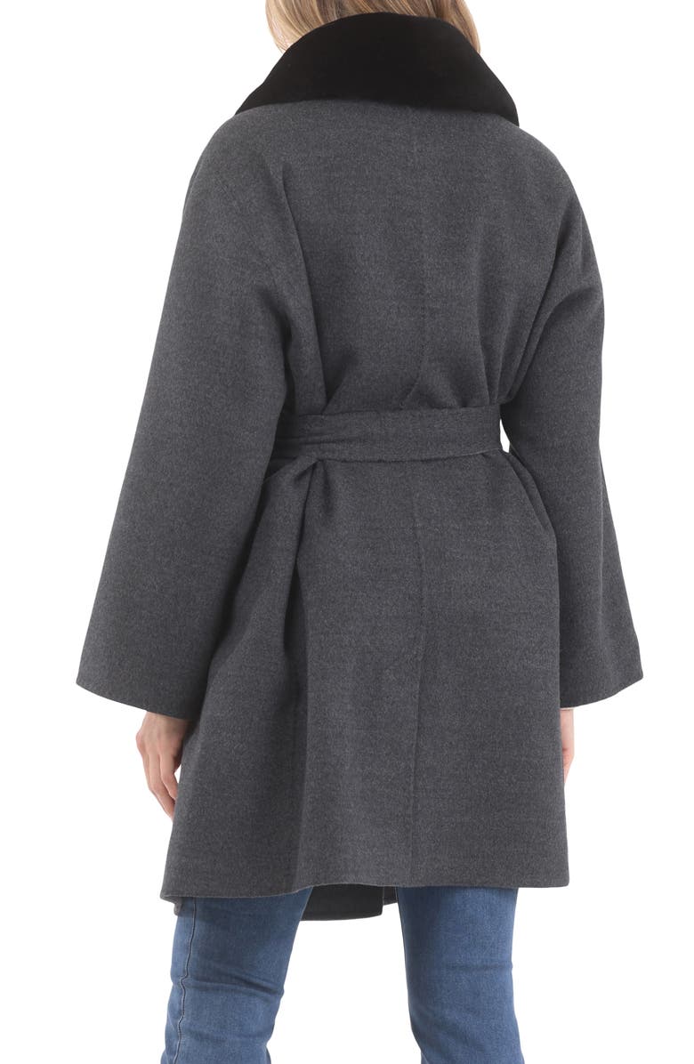 GORSKI Reversible Wool Coat w/ Detachable Genuine Shearling Collar, Alternate, color, Dark Gray/Gray/Black