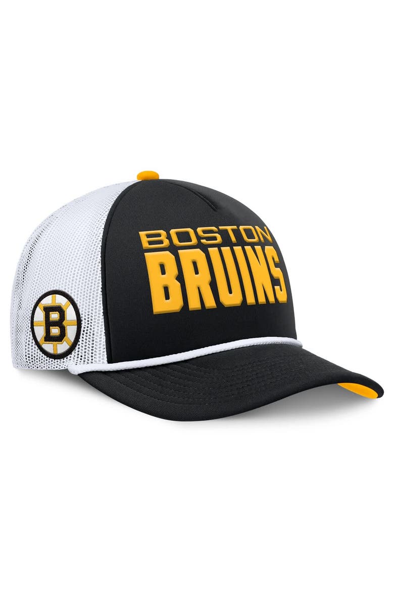 FANATICS Men's Fanatics Black/White Boston Bruins Authentic Pro Rink A-Frame Adjustable Hat, Main, color, Black