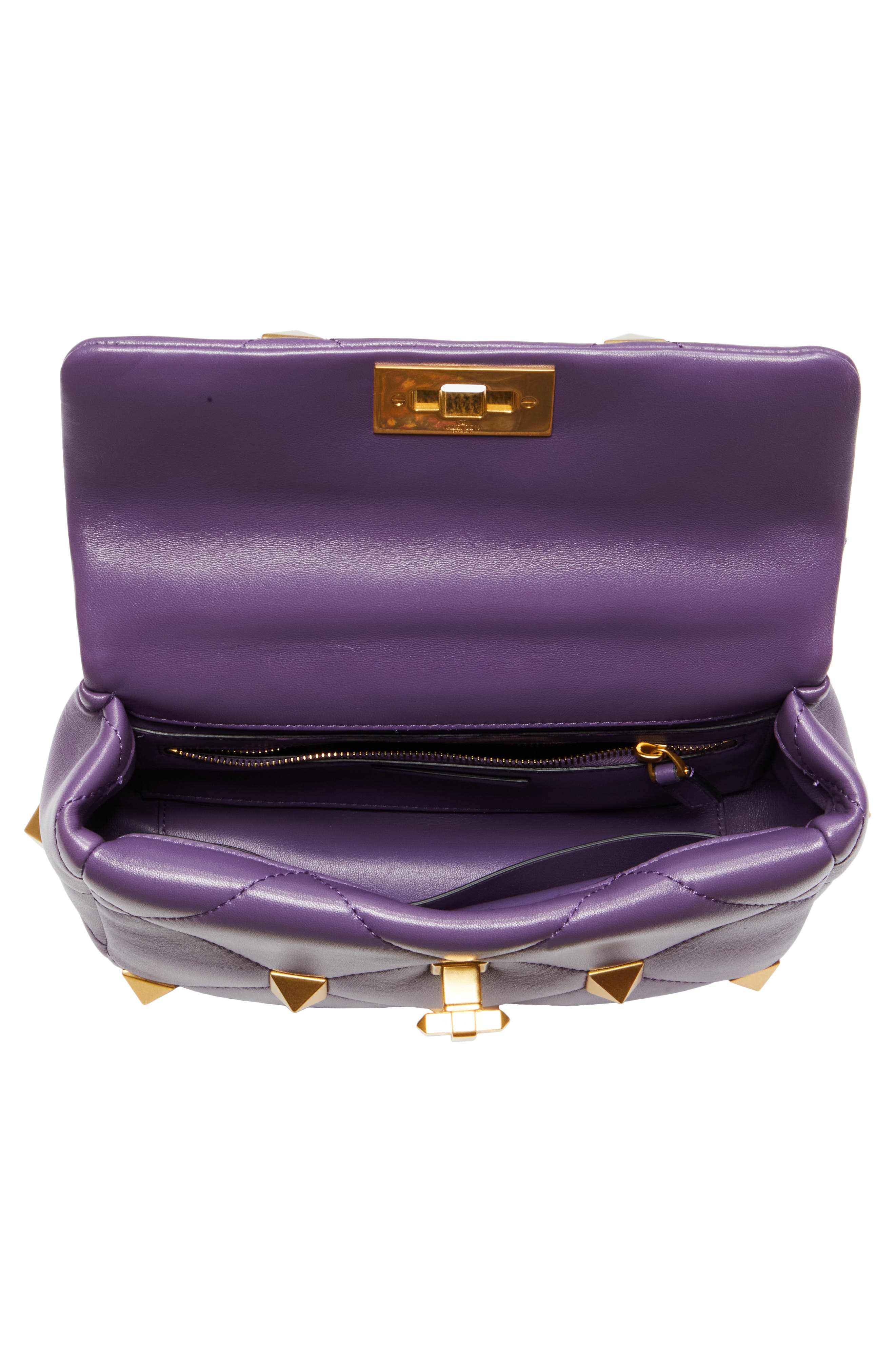 Valentino Garavani Medium Roman Stud Matelassé Leather Shoulder Bag, Alternate, color, 