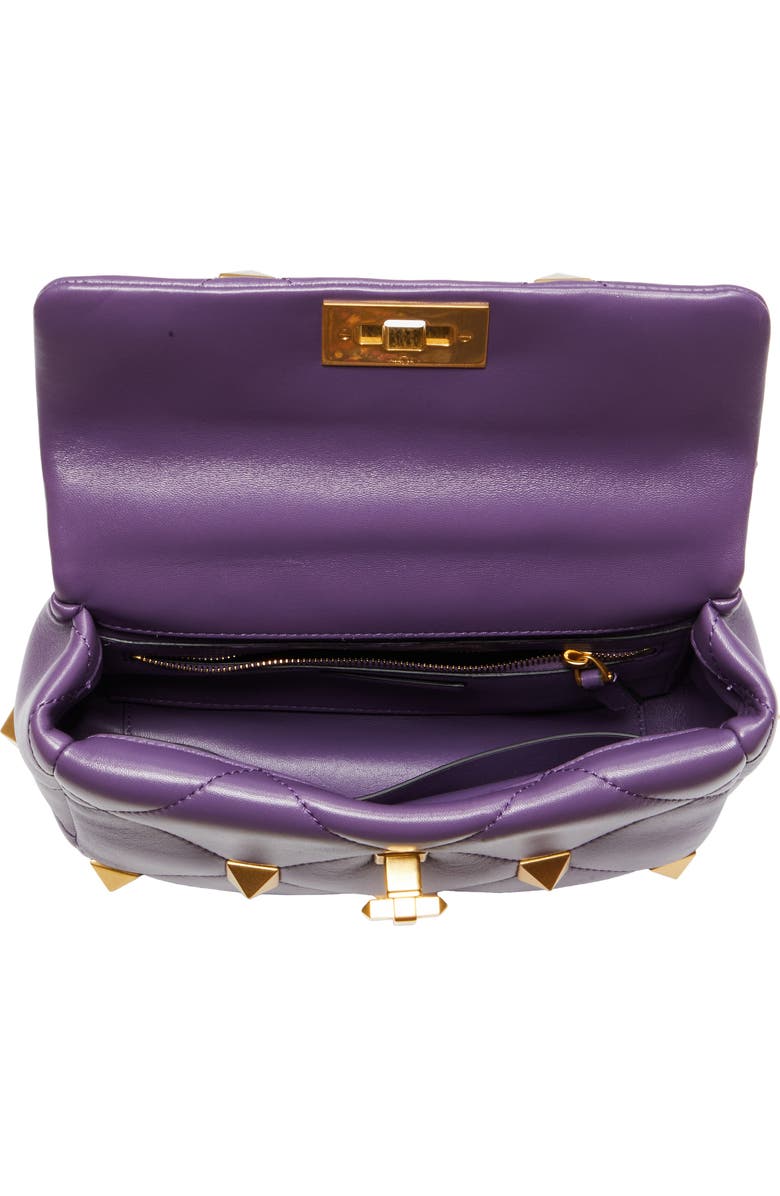 Valentino Garavani Medium Roman Stud Matelassé Leather Shoulder Bag, Alternate, color,