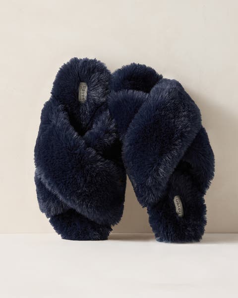 Faux Fur Criss-Cross Slippers