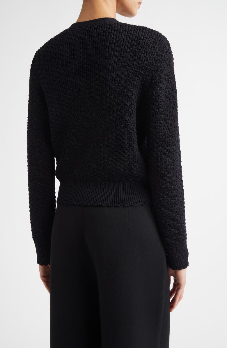 ST. JOHN Perlé Crepe Wool Blend Cardigan, Alternate, color, Black