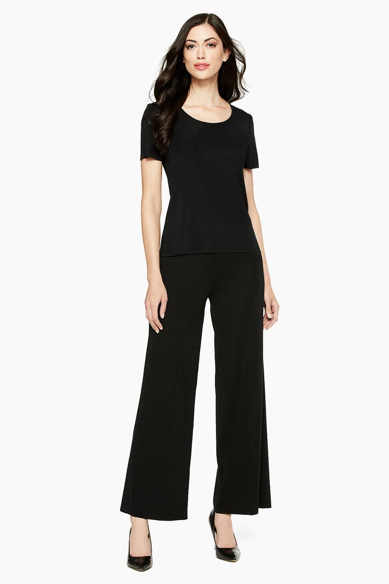 Knit Wide Leg Pants, Main, color, Black