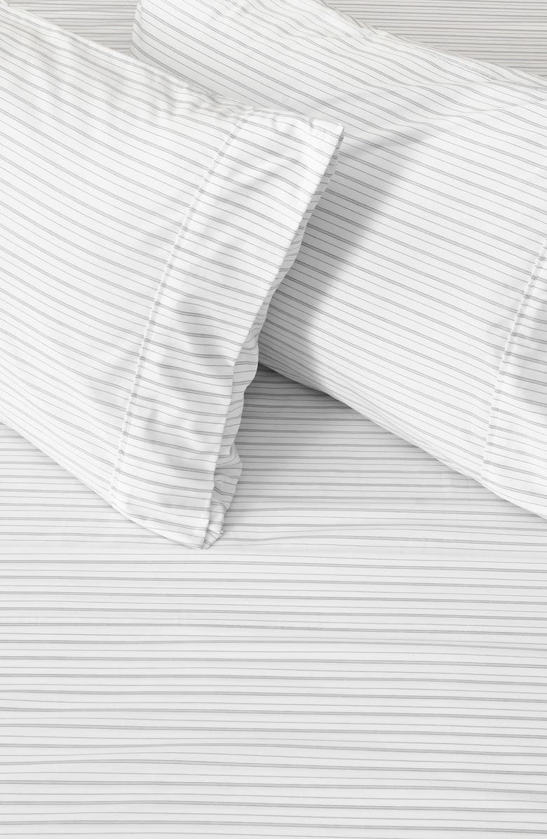 Woven & Weft Stripe Microfiber Sheet Set, Alternate, color, Dark Grey