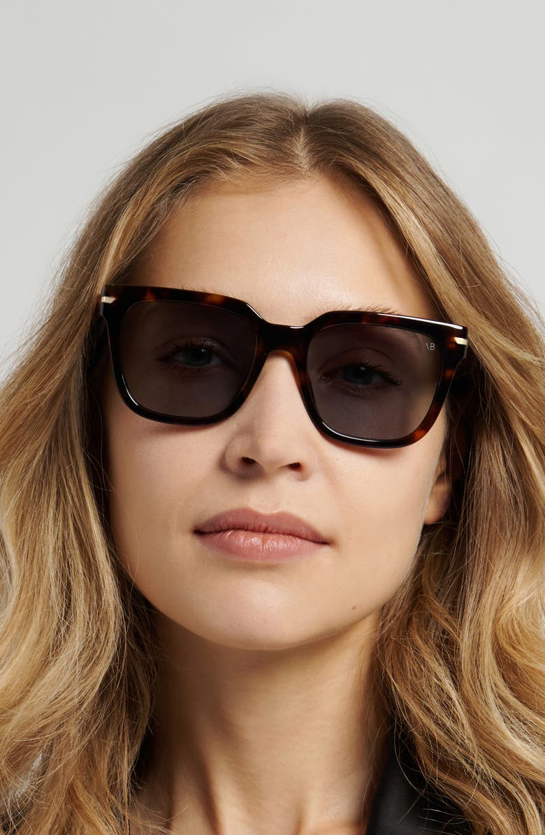 Victoria Beckham 53mm Square Sunglasses, Alternate, color, Brown Havana/ Grey