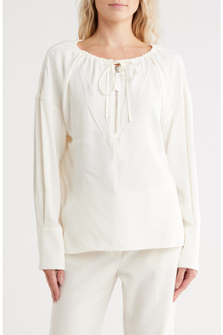 Reversible Long Sleeve Drawstring Top, Main, color, IVORY
