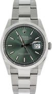 Pre-Owned Rolex Oyster Perpetual Datejust Mint Green Automatic Watch Stainless Steel 36