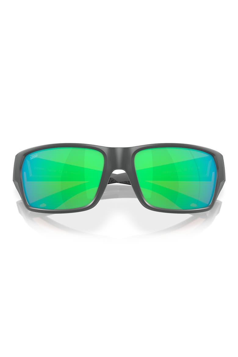 Tailfin 60mm Polarized Rectangular Sunglasses, Alternate, color, MATTE GRAY/ GREEN MIRROR 580P