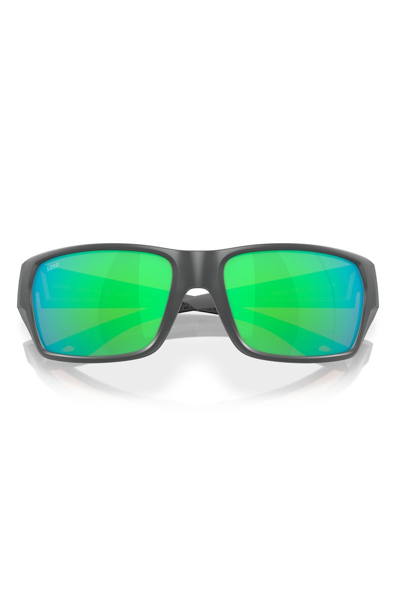 Costa Del Mar Tailfin 57mm Polarized Rectangular Sunglasses, Alternate, color, Matte Gray/ Green Mirror 580P
