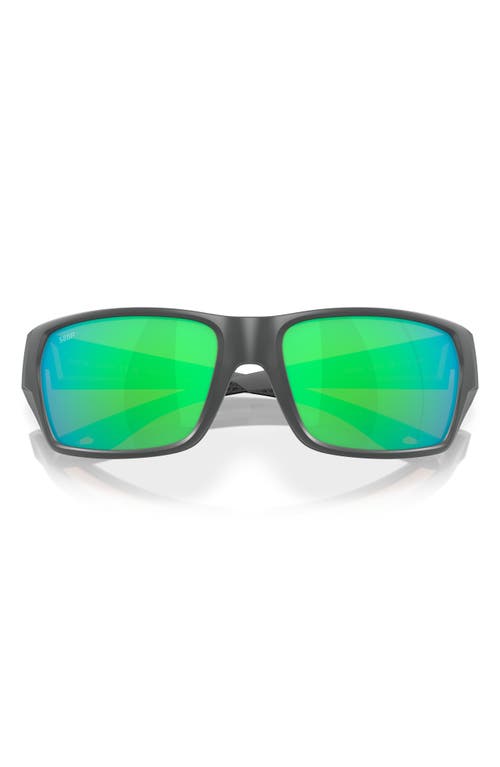 Costa Del Mar Tailfin 57mm Polarized Rectangular Sunglasses In Matte Gray/green Mirror 580p