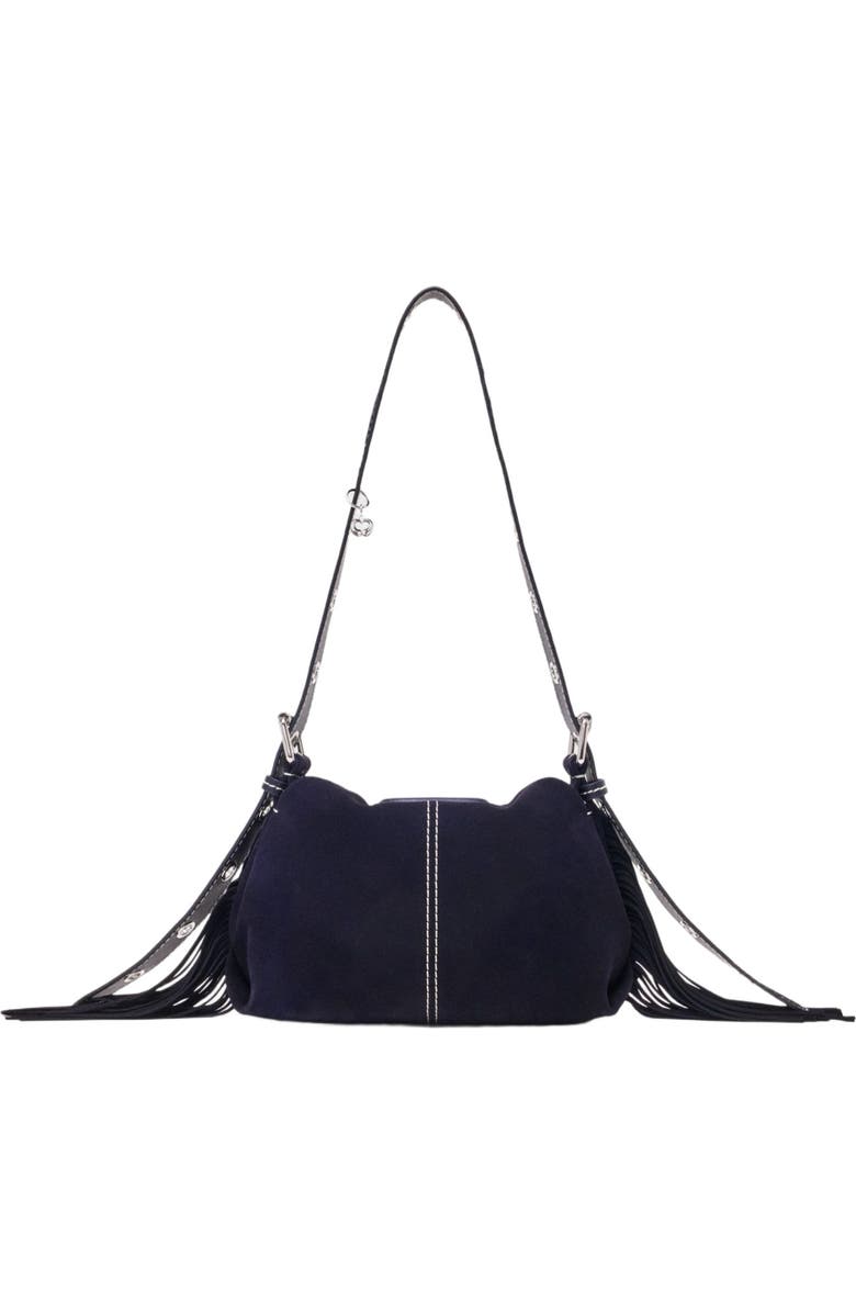maje Topstitched suede mini Miss M bag, Alternate, color, Marine Blue