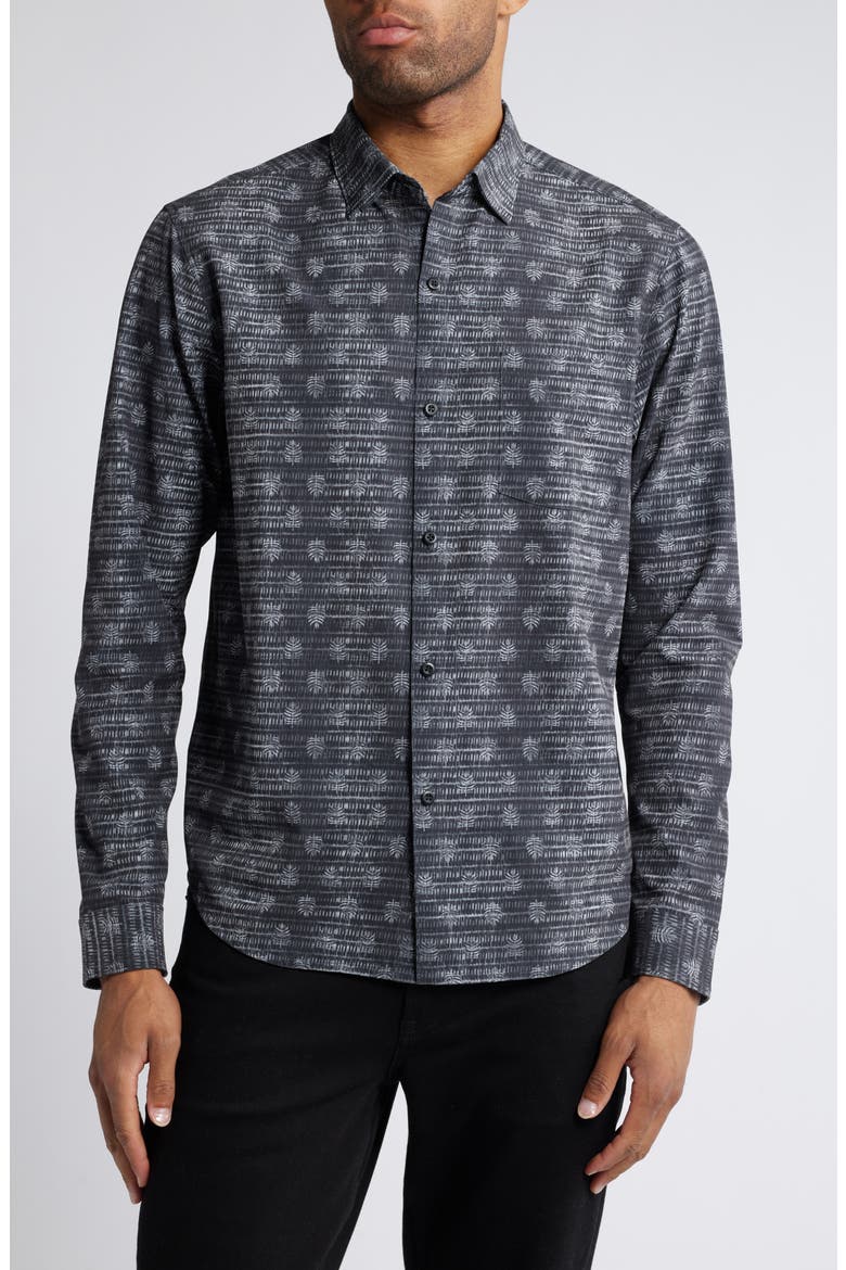 Bahama Coast Stretch Seersucker Button-Up Shirt, Main, color, FOG GREY