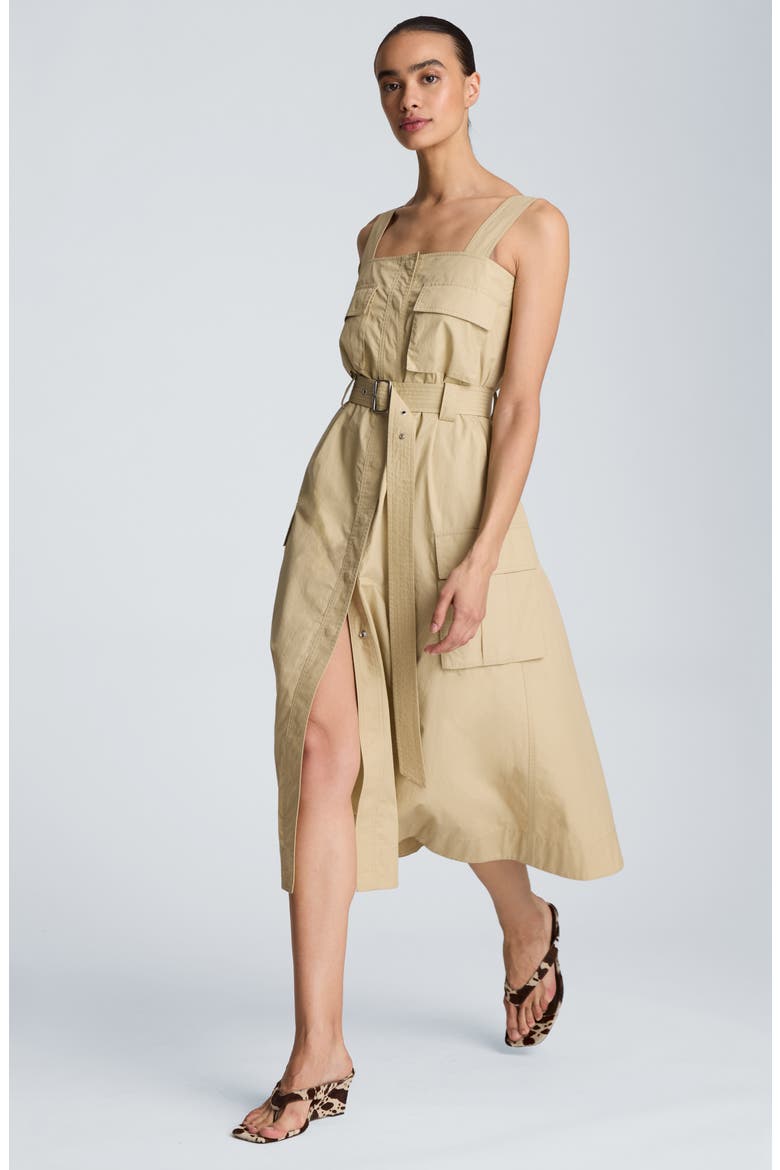 Belted Cargo Midi Dress, Alternate, color, SAFARI TAN