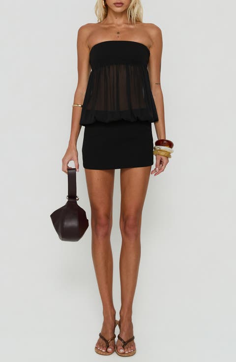 Howland Strapless Sheer Blouson Minidress