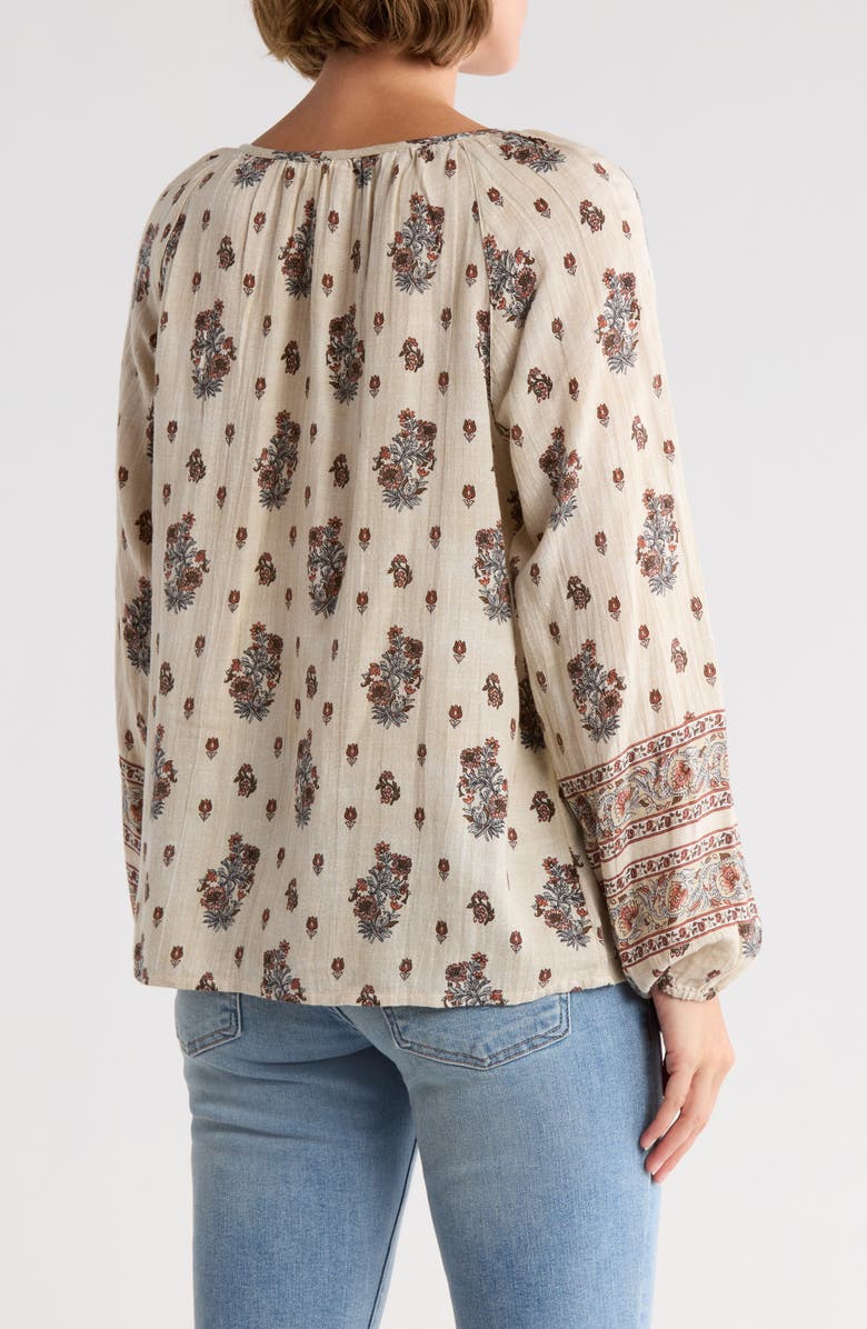 Lucky Brand Print Split Neck Top, Alternate, color, Tofu Multi