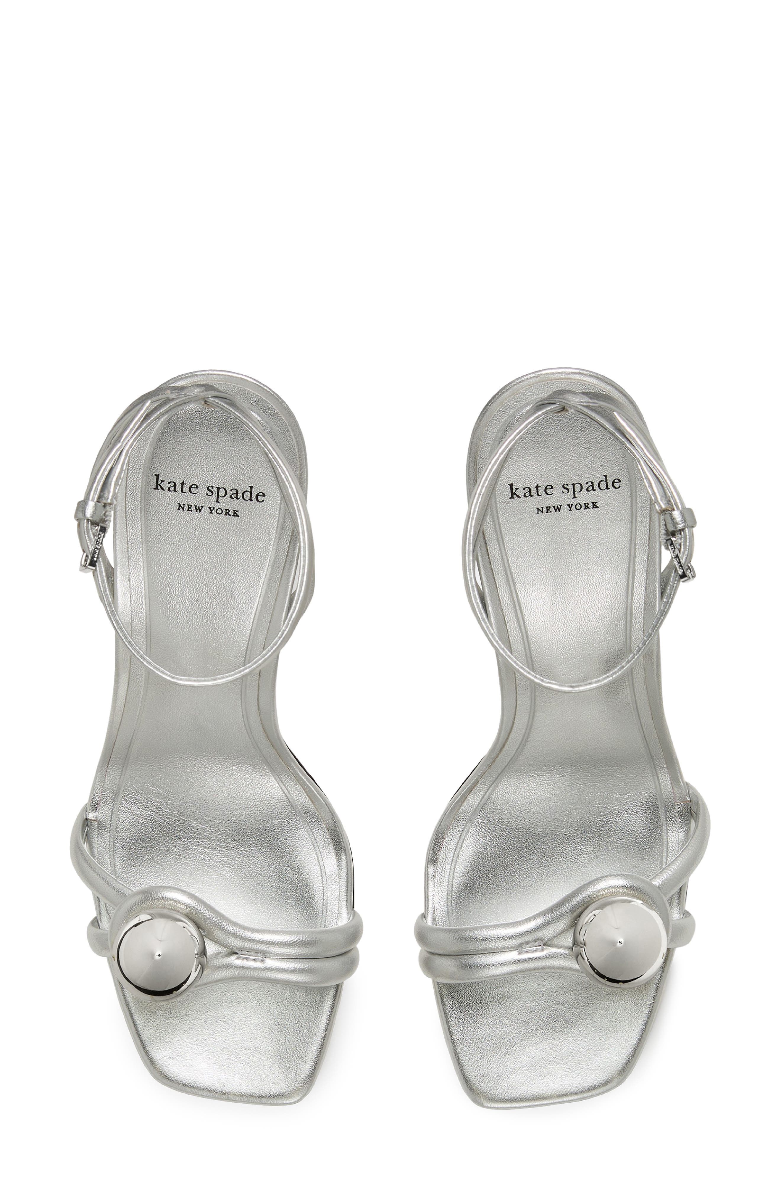 Kate Spade New York harmony ankle strap sandal, Alternate, color, Silver