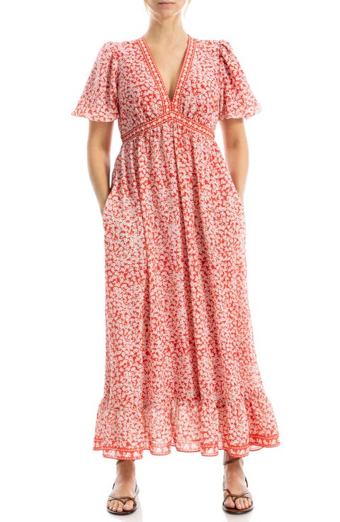 Flutter Sleeve Empire Waist Maxi Dress