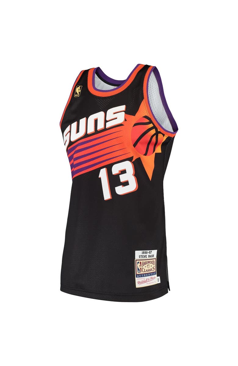 Mitchell & Ness Men's Mitchell & Ness Steve Nash Black Phoenix Suns 1996/97 Hardwood Classics Authentic Jersey, Alternate, color, 