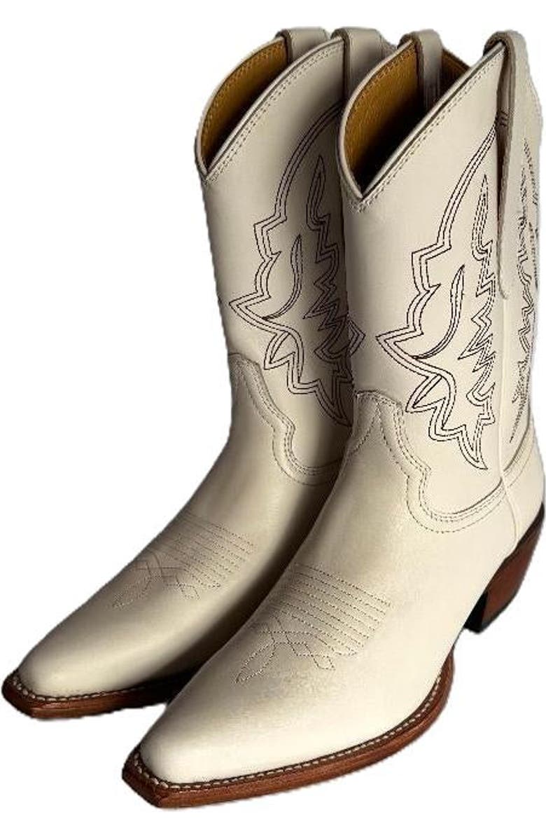 Malibu Beach Women's Premium Western Leather Boots Michelle, Alternate, color, White