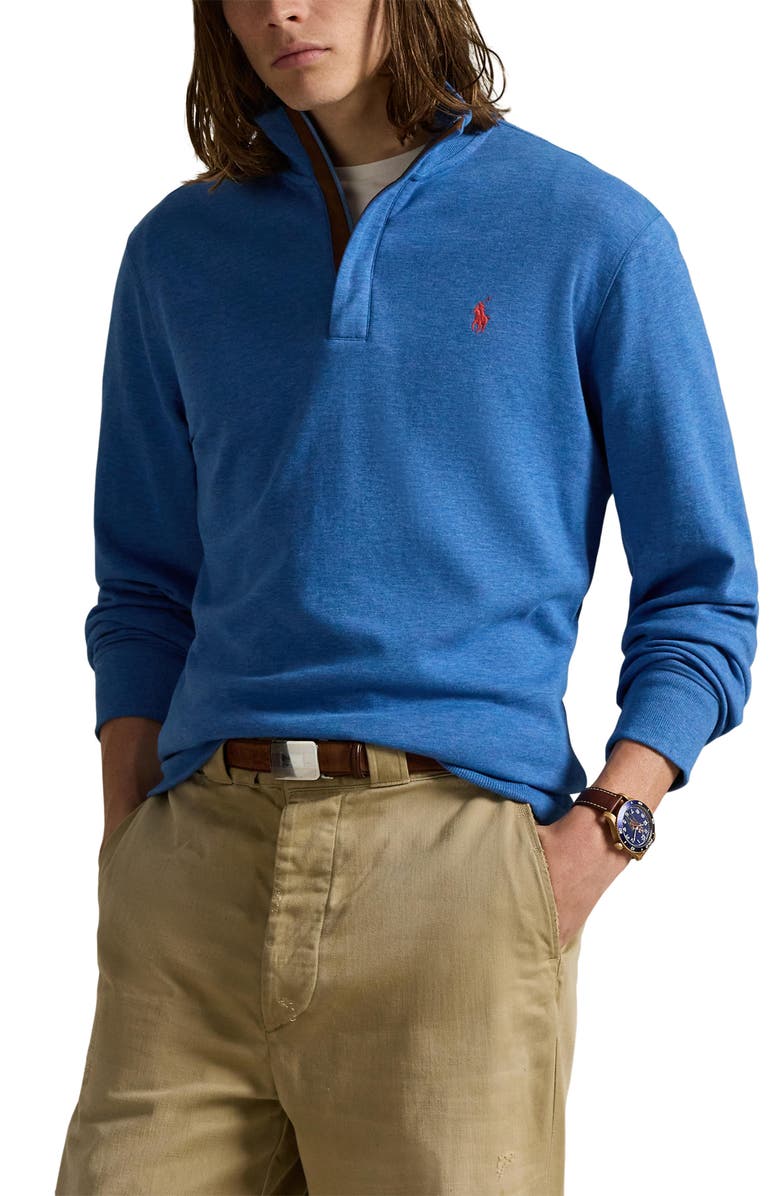 Polo Ralph Lauren Cotton Blend Quarter Zip Pullover, Main, color, Fresh Surf Heather/C7998