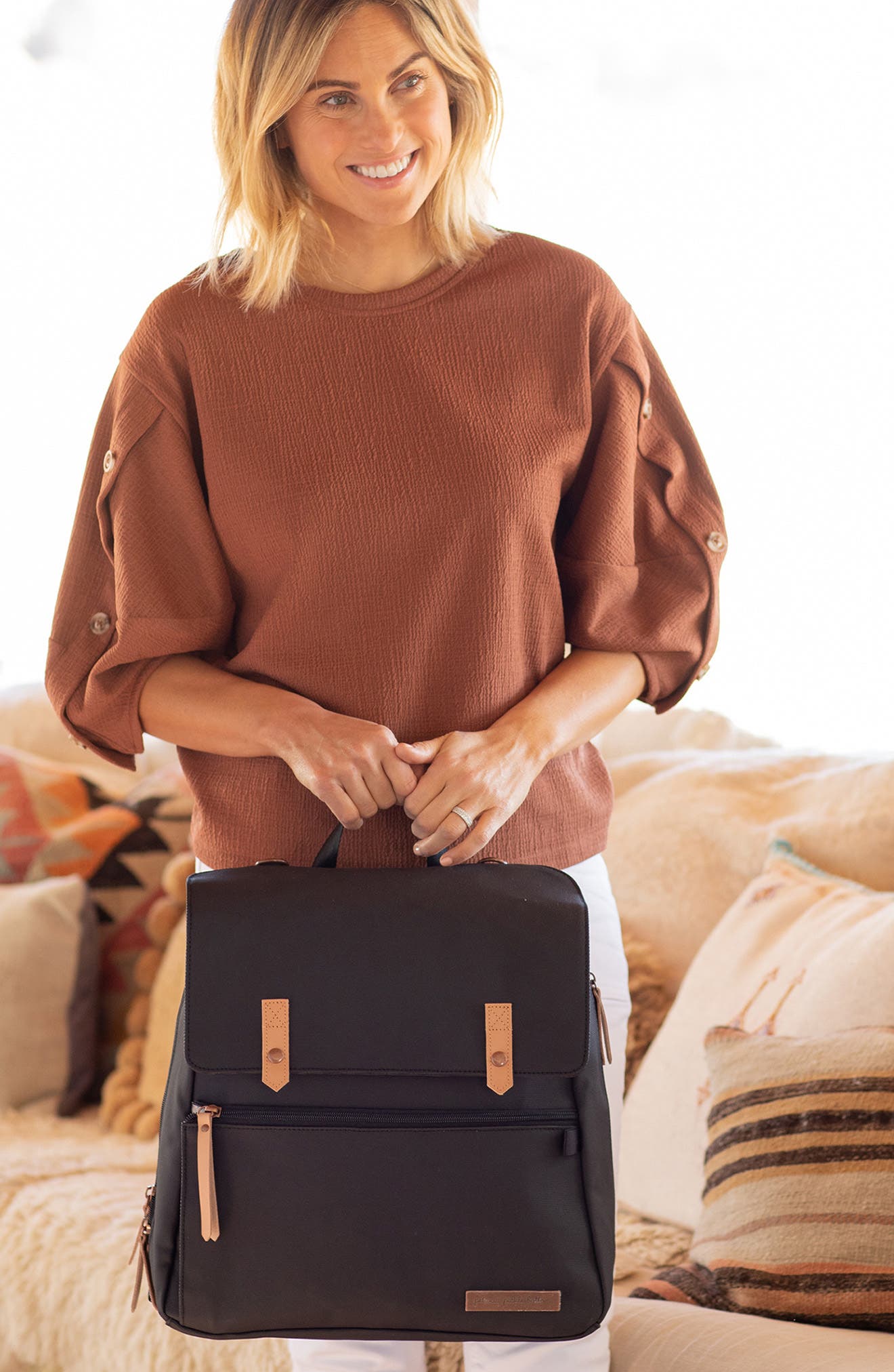 Petunia Pickle Bottom Meta Diaper Backpack, Alternate, color, Black Matte Leather