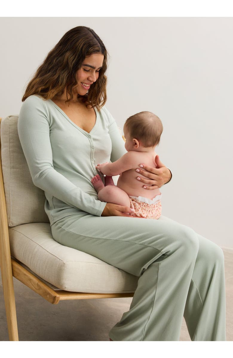 HATCH Collection The Softest Rib Over Under Relaxed Pant, Alternate, color, Sage