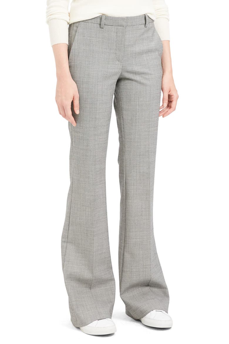 Demitria 4 Houndstooth Flare Leg Stretch Wool Pants, Alternate, color, BLACK MULTI