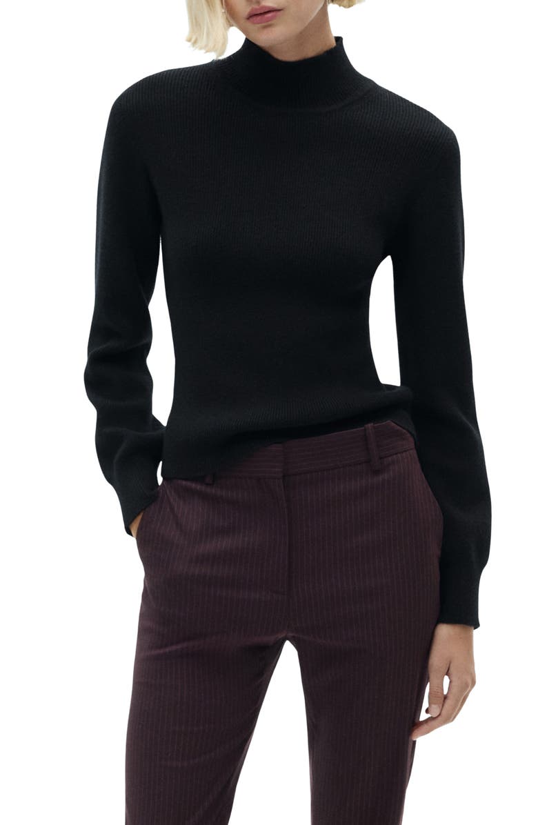 MANGO Rib Mock Neck Sweater, Main, color,