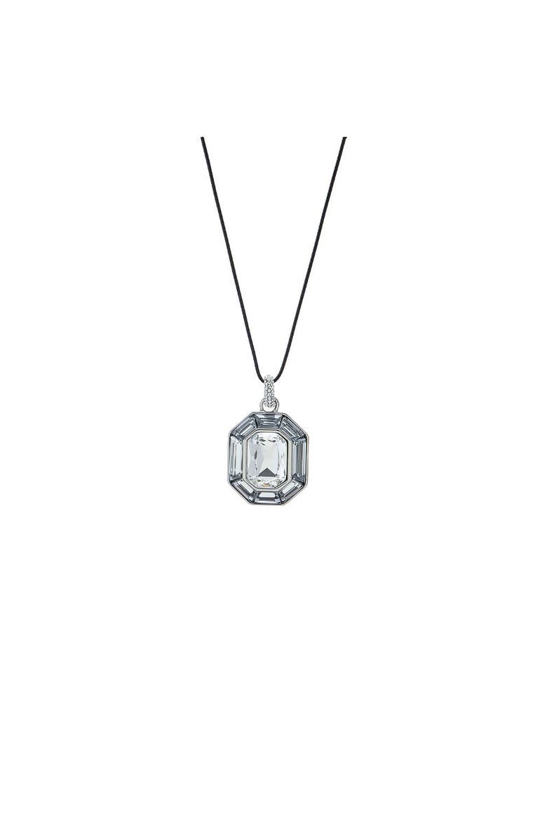 Fancy Grey Octagon Pendant Necklace, Main, color, Silver