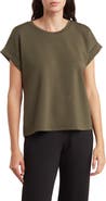 T Tahari Roll Sleeve Scuba Top