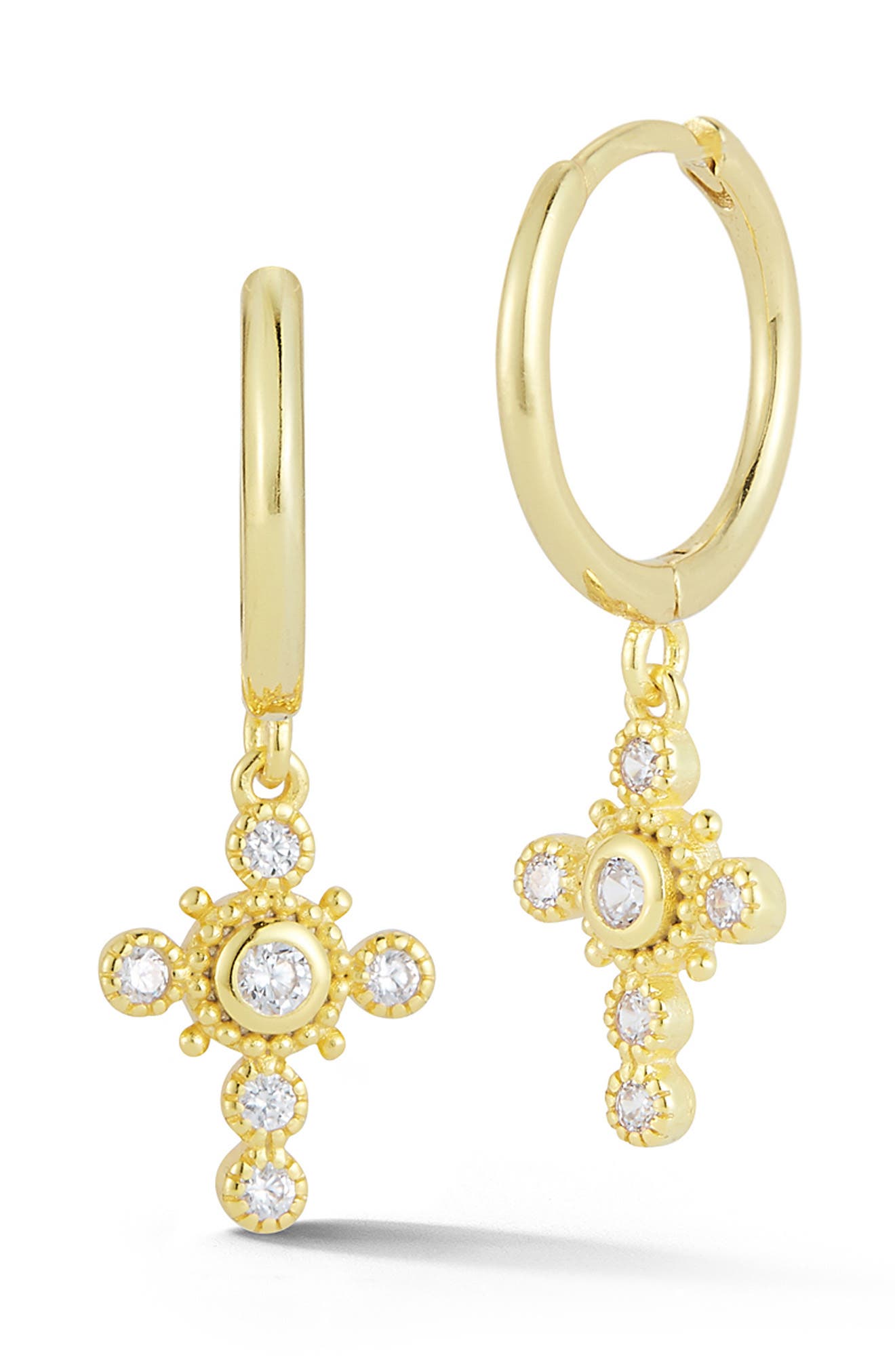 GLAZE JEWELRY 14K Gold Plated Silver Cross Huggie Hoop Earrings