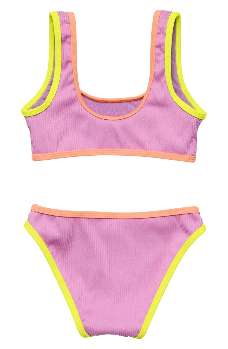 Snapper Rock Kids' Vacay Pop Crop UPF 50+ Two-Piece Swimsuit, Alternate, color, Lilac